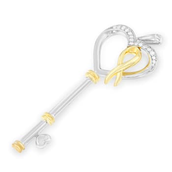 10K Two-Tone Gold Over Sterling Silver 1/10ctw Diamond Key to My Heart
Pendant w\chain(H-I, I1-I2)