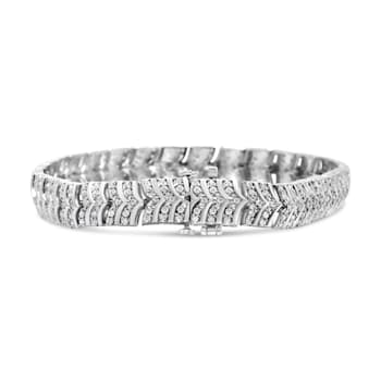 Sterling Silver 3.00 Cttw Diamond Chevron Link Bracelet (I2-I3 Clarity,
I-J Color) - Size 7"
