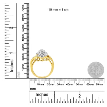 10K Yellow Gold Round And Baguette Cut Diamond Cluster Ring (1 1/10
Cttw, H-I Color, SI2-I1 Clarity)