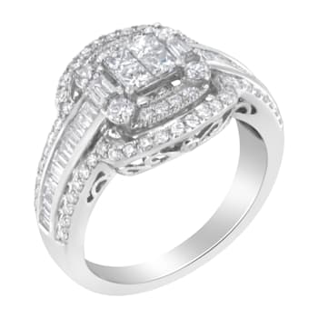 14K White Gold Diamond Cocktail Ring (1 1/4 cttw, H-I Color, SI2-I1 Clarity)