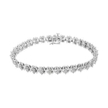Sterling Silver 1.0ctw Diamond Miracle-Set X-Link 7" Tennis Bracelet