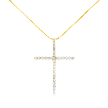 10K Yellow Gold Over Sterling Silver 3.0ctw Round Diamond Cross 18"
Pendant w\chain
