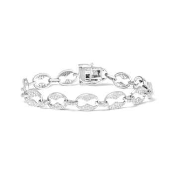 14K White Gold 1 1/2 Cttw Round Diamond Set Link Bracelet (I-J Color,
I1-I2 Clarity) - 7"