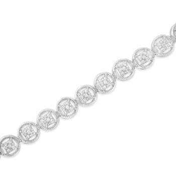 Rhodium Over Sterling Silver 1/4 Cttw Diamond Tennis Bracelet