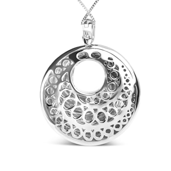 Sterling Silver Endless Wave Swirl Statement Medallion 18" Pendant Necklace