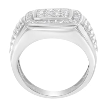 14K White Gold Men's Diamond Squared Band Ring (1 cttw, H-I Color,
SI2-I1 Clarity)