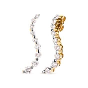14K Yellow Gold 1.0ctw Round-Cut Diamond Graduated Journey Stud Earrings
(I-J Color, I2-I3 Clarity)