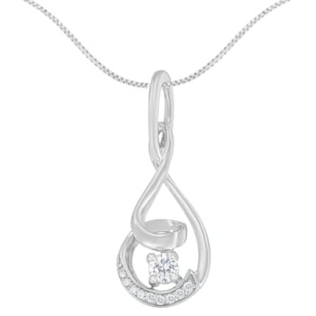10K White Gold Espira 1/4ctw Round Cut Diamond Spiral Link Pendant With
Chain(H-I, I1-I2)