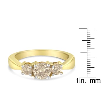 10K Yellow Gold Three Stone Diamond Band Ring (1.00 cttw, J-K Color,
I2-I3 Clarity)