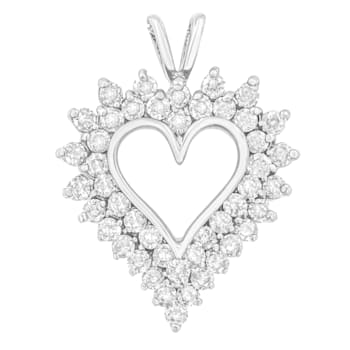 Sterling Silver 3.0ctw Round Diamond Cluster Heart 18" Pendant
w\chain(K-L Color, I1-I2 Clarity)