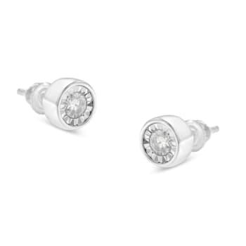 10K White Gold Diamond Floral Stud Earrings 3/8ctw