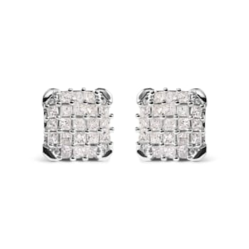 10K White Gold 3/4ctw Princess Diamond Composite Open Frame Stud
Earrings (I-J Color, I1-I2 Clarity)