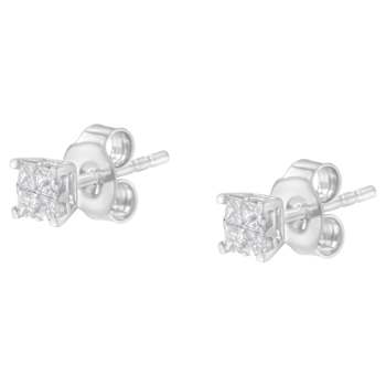 10K White Gold Diamond Composite Stud Earring 1/4ctw