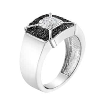 Sterling Silver 3/8ctw Composite Enhanced Black and White Diamond Men's
Band Ring (H-I, I2-I3)