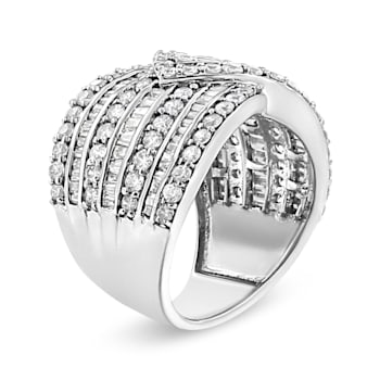 Sterling Silver 2 3/8ctw Diamond Multi Row Overlay Band Ring ( J-K
Color, I3 Clarity)
