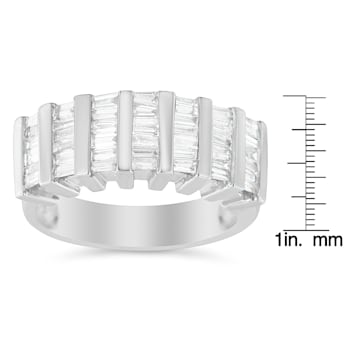 Sterling Silver 1.0ctw Baguette Diamond Channel Multi-Row Wedding Ring
(H-I Color, I1-I2 Clarity)