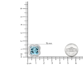 18K White Gold Clover Cut Blue Topaz Gemstone with Round Diamonds Halo
Stud Earrings
