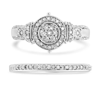 0.33ctw 7-Diamond Cluster Sterling Silver Wedding Band