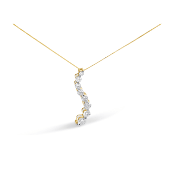 AGS Certified 14k Yellow Gold 3.0 Cttw Baguette and Round-Cut Diamond
Journey 18" Pendant Necklace