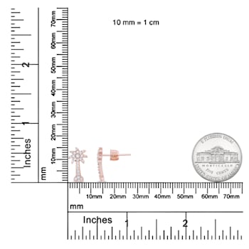 10K Rose Gold 1/4 Cttw Diamond Palm Tree Push Back Stud Earrings