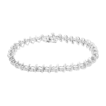 Sterling Silver 1.0ctw Prong-Set Diamond Link Bracelet