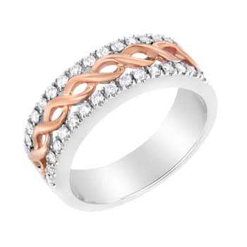 10K White and Rose Gold 1/3ctw Diamond Infinity Ribbon Band Ring (I-J
Color, I1-I2 Clarity)