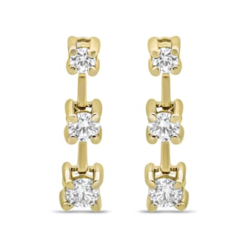 14K Yellow Gold 1/2ctw Round Diamond 3 Stone Graduated Drop Past,
Present and Future Stud Earrings