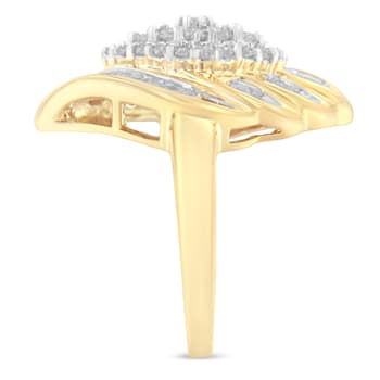 10K Yellow Gold Diamond Cocktail Ring (3/4 Cttw, I-J Color, I2-I3 Clarity)