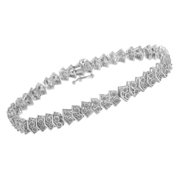 Sterling Silver 1.0ctw Diamond "Arrow" Shape Tennis Link Bracelet