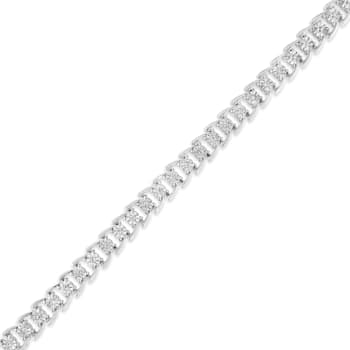 Sterling Silver .25ctw Miracle Set Round Diamond Open Linked Line Bracelet