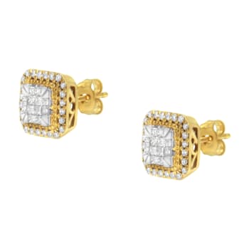 10K Yellow Gold Diamond Stud Earrings 1/2ctw