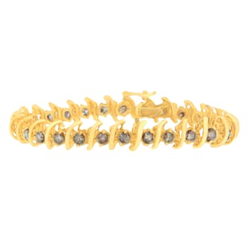 14K Yellow Gold 6.0ctw Round-Cut Diamond 'S' Bracelet