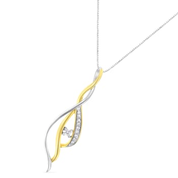 10K Two-tone Gold Over Sterling Silver Diamond Pendant w\chain(1/10ctw,
J-K Color, I2-I3 Clarity)