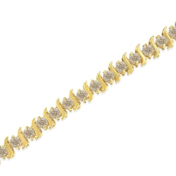 10K Yellow Gold Over Sterling Silver 7.0ctw Round Brilliant Cut Diamond
"S" Link Bracelet