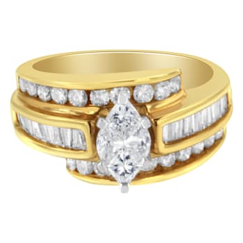 14K Yellow Gold Diamond Cocktail Ring (1 1/3ctw, H-I Color, SI1-SI2 Clarity)