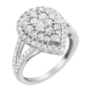 Sterling Silver Diamond Cluster Ring (1 1/2 Cttw, H-I Color, I1-I2 Clarity)