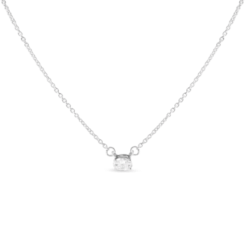 14K White Gold 1/4ctw Lab Grown Oval Diamond East West 18" Necklace
(G-H Color, VS2-SI1 Clarity)