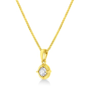 14K Yellow Gold Over Sterling 1/3ctw Diamond Solitaire Pendant
w\chain(K-L Color, I2-I3 Clarity)