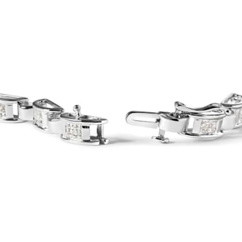 14K White Gold 1.00 Cttw Princess-Cut Diamond Link Bracelet (I-J Color,
I1-I2 Clarity) - Size 7"