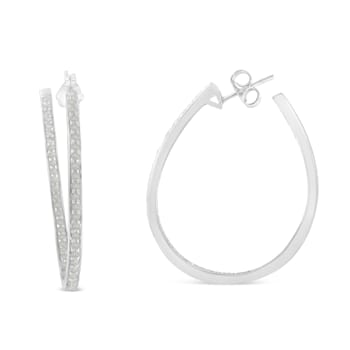 10K White Gold 1.0ctw Diamond Inside-Out Hoop Earrings