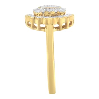 10K Yellow Gold Over Sterling Silver Diamond Cocktail Ring (3/4 Cttw,
J-K Color, I2-I3 Clarity)