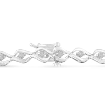 Sterling Silver 1/2ct TDW Rose-cut Diamond Link Bracelet (I-J, I3-Promo)
- 7"
