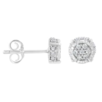 .925 Sterling Silver 1/3 cttw Round-cut Diamond Floral Stud Earring (I-J
Clarity, I3 Color)