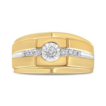 0.20ctw Diamond 14K Yellow Gold Over Sterling Silver Men's Band