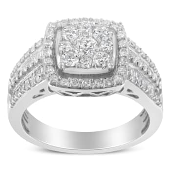 10K White Gold Diamond Cluster Ring (1 Cttw, H-I Color, I1-I2 Clarity) -
Size 7