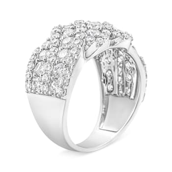 10K White Gold 3.00ctw Diamond Multi Row Cluster Band Ring (I-J Color,
I3 Clarity)