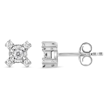 Sterling Silver 1/4ctw Miracle Plate Set Round and Princess-Cut Diamond
"X" Shaped Stud Earrings