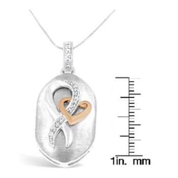 10K Rose Gold Over Sterling Silver 1/10ctw Diamond Interlocked Heart and
Ribbon Pendant w\chain