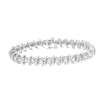 Sterling Silver 3.0ctw Diamond "S" Link Bracelet