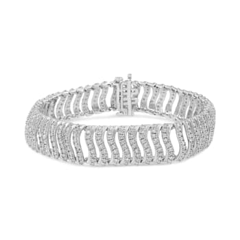 Sterling Silver 5.00ctw Round-Cut Diamond "S" Link Bracelet